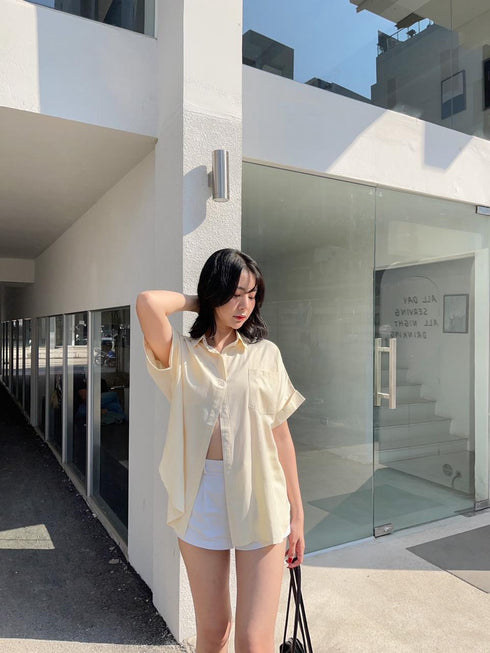 WANWAN Short Sleeves Side Pocket Shirts